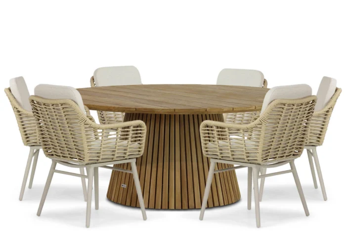 Coco Antoni/Fungo 180 cm dining tuinset 7-delig - Taupe-naturel-bruin