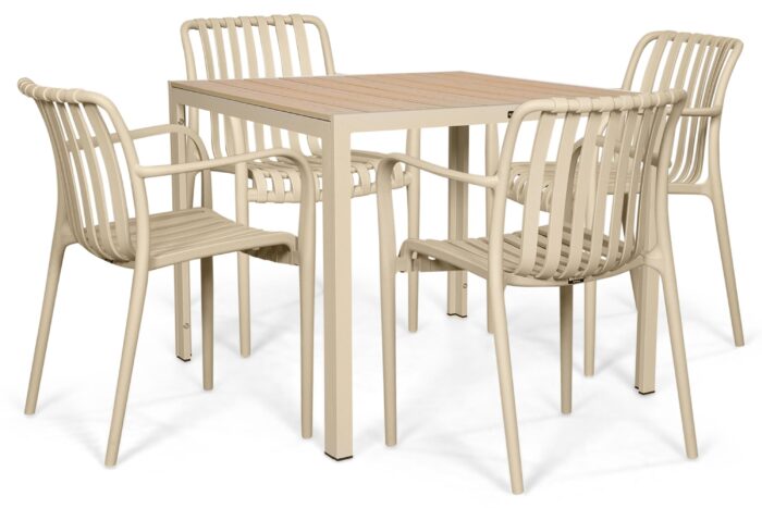 Domani Furniture Alba/Creta 90×90 cm dining tuinset 5-delig – Zand/Beige