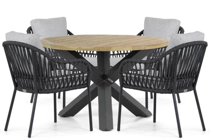 Coco Puerto/Rockville 120 cm dining tuinset 5-delig – Grijs-antraciet