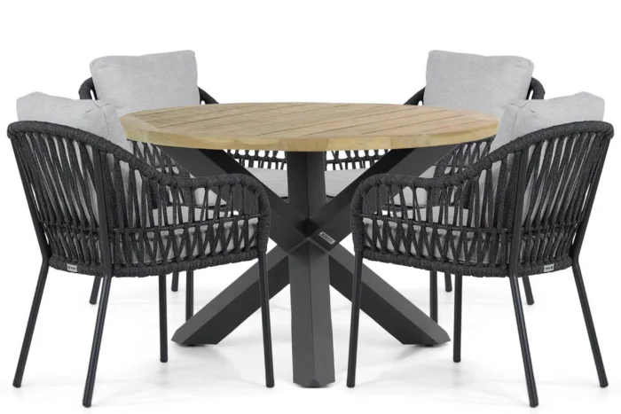 Coco Puerto/Rockville 120 cm dining tuinset 5-delig - Grijs-antraciet