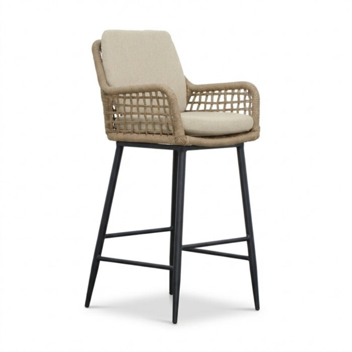 BUITEN living Valencia dining barstoel | touw + aluminium | Sahara Dust