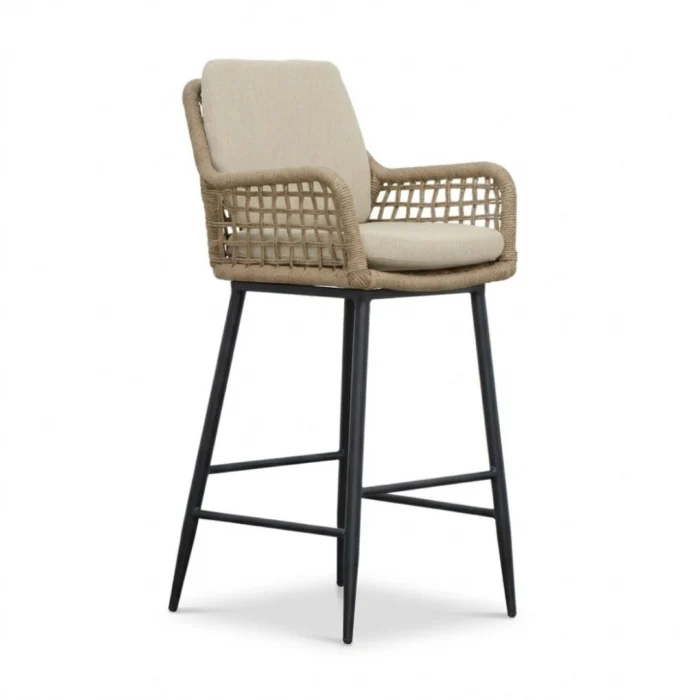 BUITEN living Valencia dining barstoel | touw + aluminium | Sahara Dust