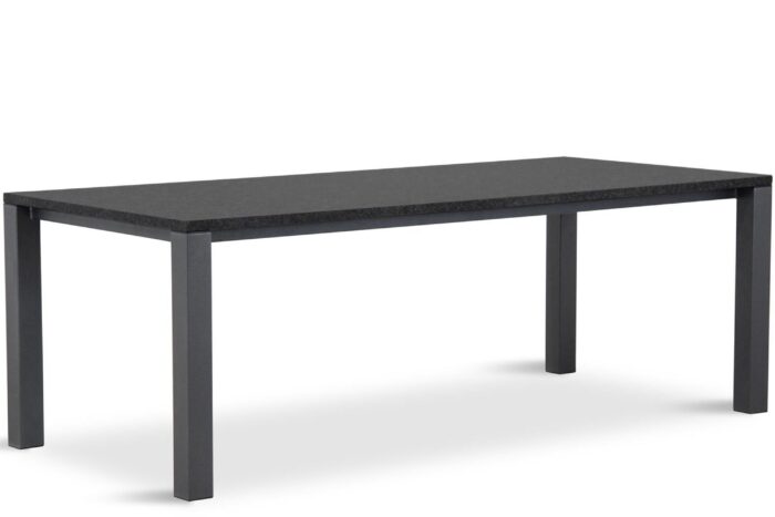 Van Dijk Munster dining tuintafel 220 x 100 cm met Pearl Black blad – Transparant