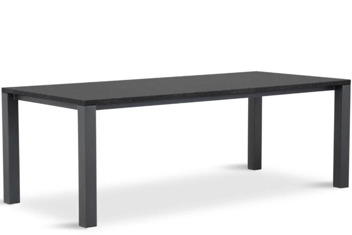 Van Dijk Munster dining tuintafel 220 x 100 cm met Pearl Black blad - Transparant