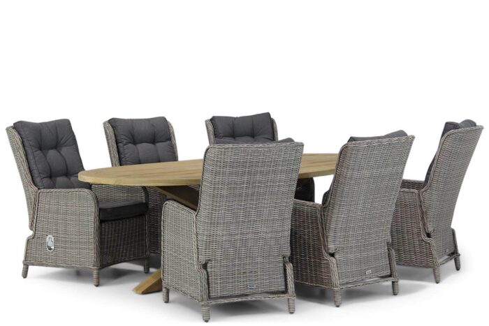 Garden Collections Kingston/Boston 240 cm ovaal dining tuinset 7-delig – Grijs-antraciet