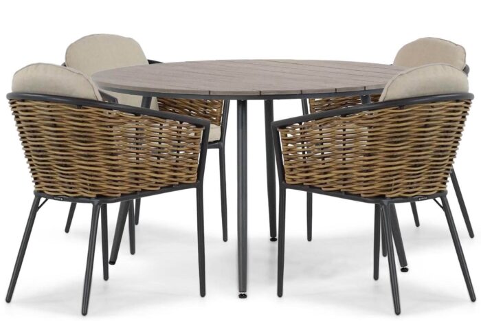 Lifestyle Garden Furniture Nice/Matale 125 cm dining tuinset 5-delig – Grijs-antraciet