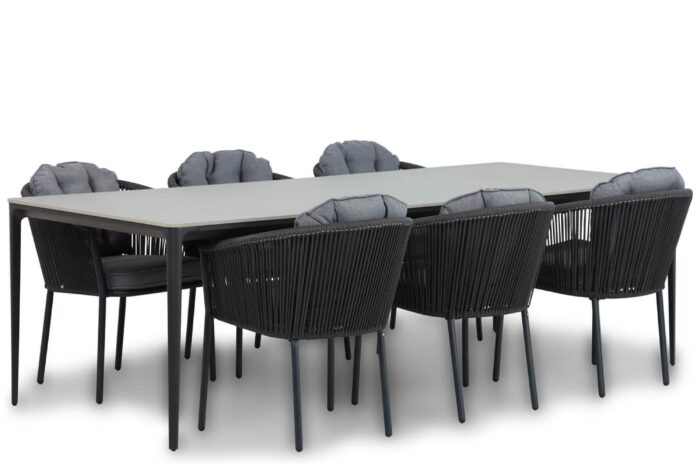 Santika Furniture Novita/Gianna 240 cm dining tuinset 7-delig – Grijs-antraciet
