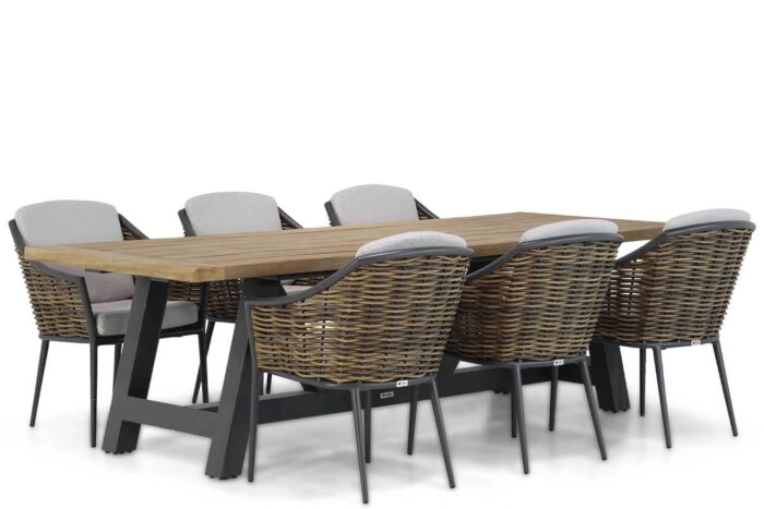 Coco Olivine/Trente 260 cm dining tuinset 7-delig – Taupe-naturel-bruin