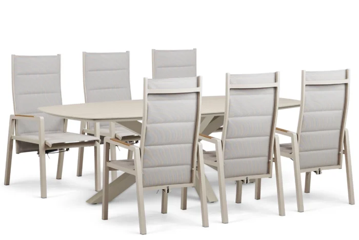 Lifestyle Garden Furniture Essence/Voyage 240x120 cm dining tuinset 7-delig - Taupe-naturel-bruin