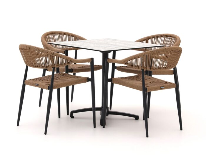 Manifesto Furniture Belpasso/Canzo 80cm dining tuinset 5-delig stapelbaar inklapbaar – Grijs