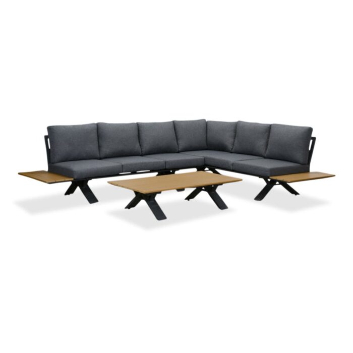 LUX outdoor living Genova hoek loungeset 6 personen | aluminium + polywood | antraciet | 3-delig 308x234cm
