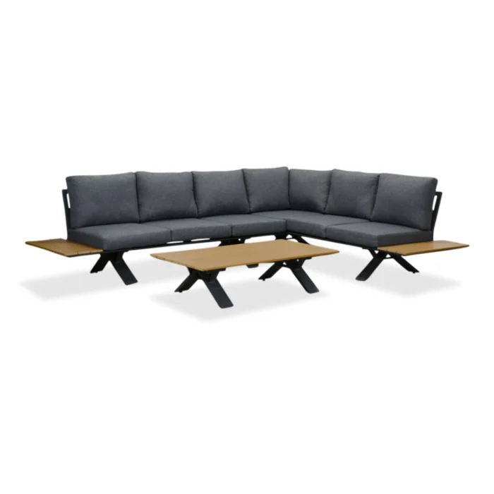 LUX outdoor living Genova hoek loungeset 6 personen | aluminium + polywood | antraciet | 3-delig 308x234cm