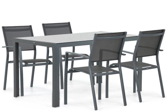 Lifestyle Garden Furniture Sella/Venustas 150 cm dining tuinset 5-delig – Grijs-antraciet