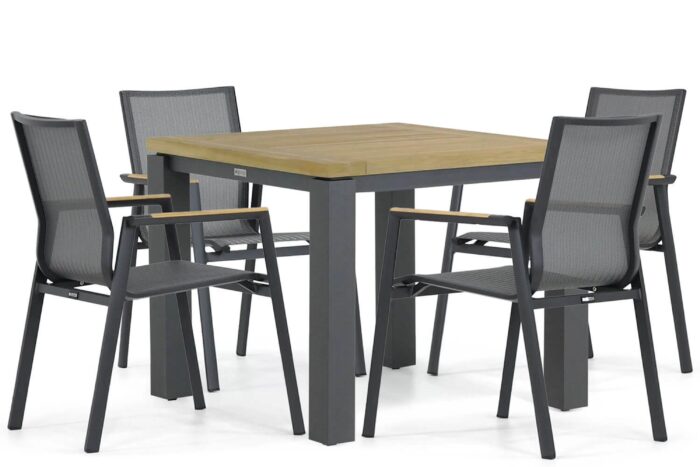 Lifestyle Garden Furniture Fiora/Veneto 90 cm dining tuinset 5-delig – Grijs-antraciet