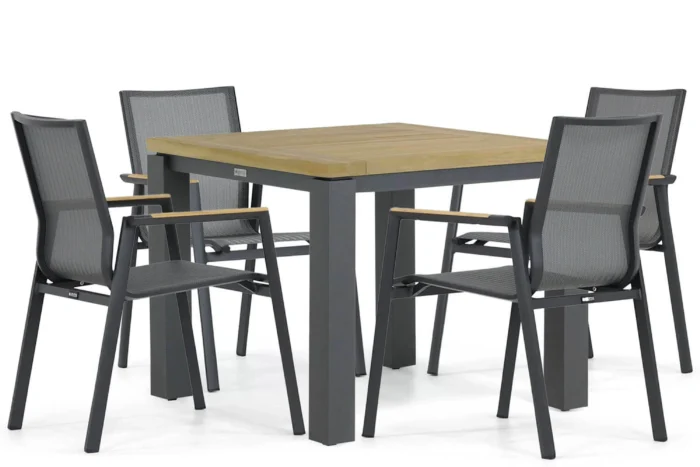 Lifestyle Garden Furniture Fiora/Veneto 90 cm dining tuinset 5-delig - Grijs-antraciet