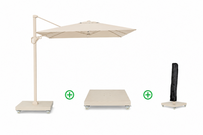 Platinum Voyager zweefparasol 300×200 cm T1 (incl. voet + hoes) Ivoor – Wit