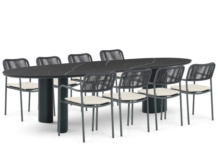 Coco Penya/Weave 300 cm dining tuinset 9-delig - Grijs-antraciet