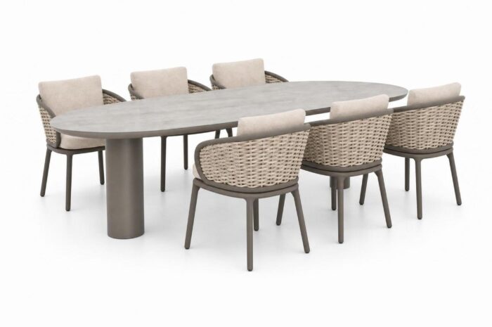 Apple Bee Pine Key/Guave 240×120 cm dining tuinset 7-delig – Taupe-naturel-bruin
