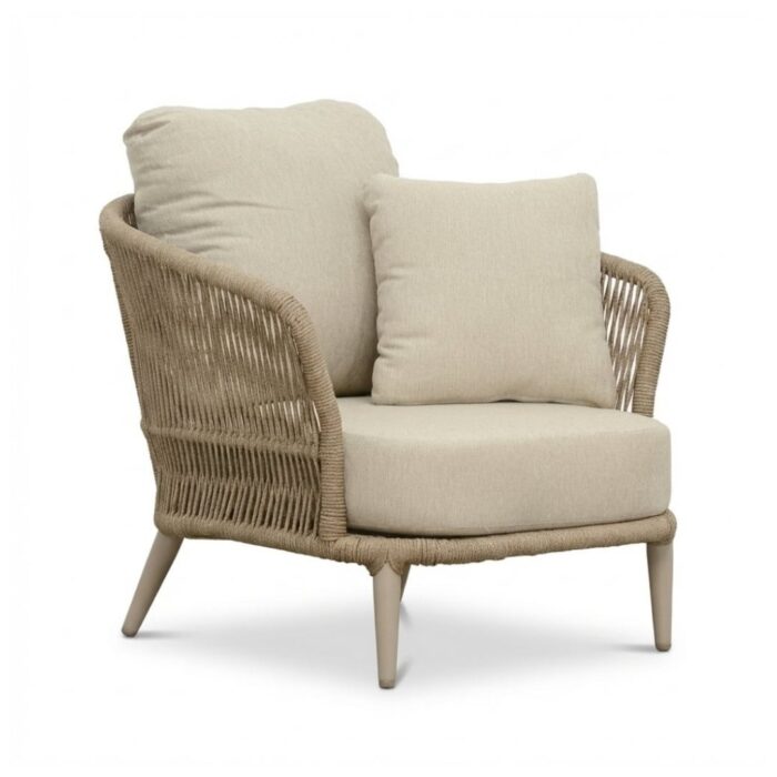 BUITEN living Palermo loungestoel | aluminium + touw | Sandstone