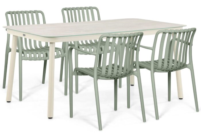 Domani Furniture Alba/Tavano 160×90 cm dining tuinset 5-delig – Groen
