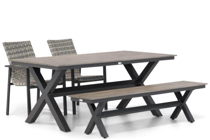 Lifestyle Garden Furniture Upton/Forest 180 cm dining tuinset 4-delig – Grijs-antraciet