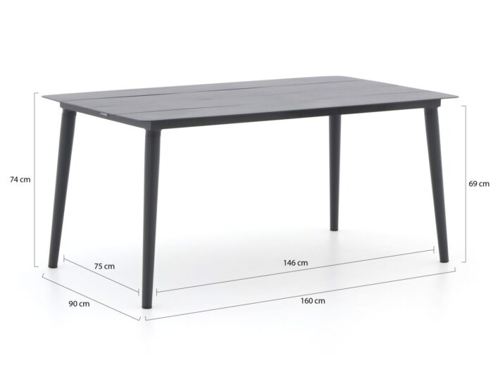 Manifesto Furniture Rivola/Sora 160cm dining tuinset 5-delig – Grijs