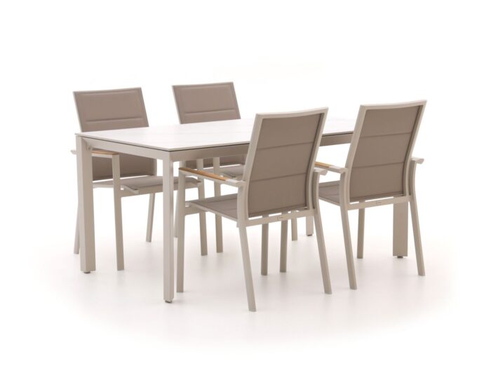 Bellagio tuinmeubelen Albinea/Sestino 160cm dining tuinset 5-delig stapelbaar – Taupe