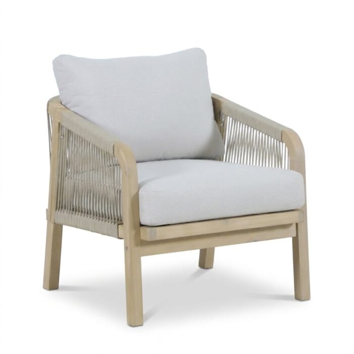 BUITEN living Rivello loungestoel tuin | hardhout + touw | zand