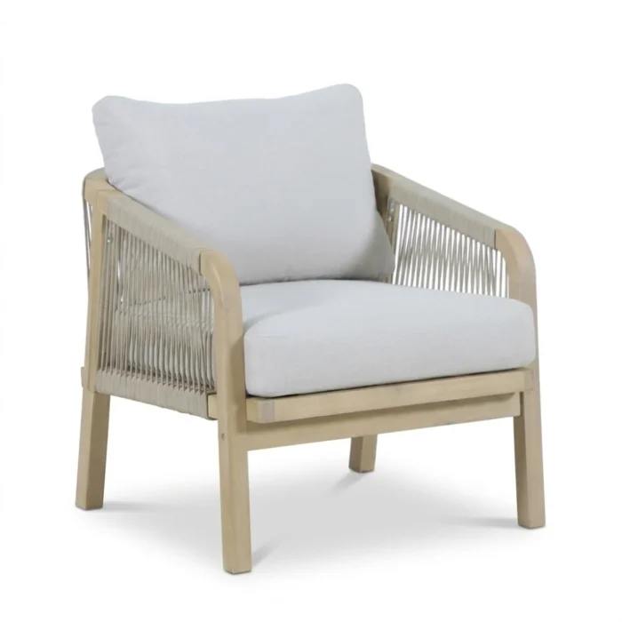 BUITEN living Rivello loungestoel tuin | hardhout + touw | zand