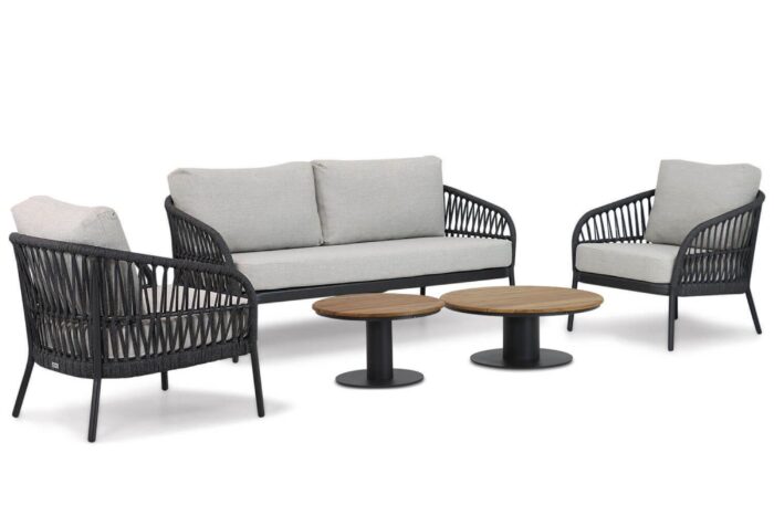 Coco Puerto/Salerno 45/60 cm stoel-bank loungeset 5-delig – Grijs-antraciet
