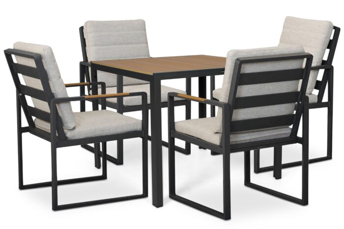 Lifestyle Garden Furniture Alessio/Creta 90×90 cm dining tuinset 5-delig – Grijs-antraciet