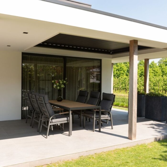 LUX outdoor living Annecy antraciet dining tuinset | 6 personen | teakhout + aluminium | 227cm