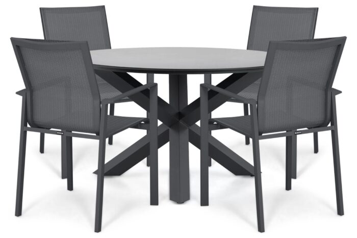 Lifestyle Garden Furniture Timo/Orino 130 cm dining tuinset 5-delig – Grijs-antraciet