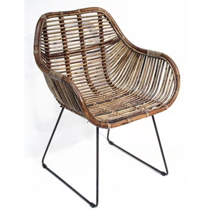 Van der leeden Dining Stoel Iron L Dining Nick Chair Rotan/Iron Brown 70X65Xh87 – bruin
