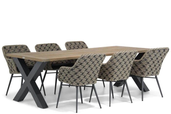 Lifestyle Garden Furniture Crossway/Cardiff 240 cm dining tuinset 7-delig – Zwart-wit