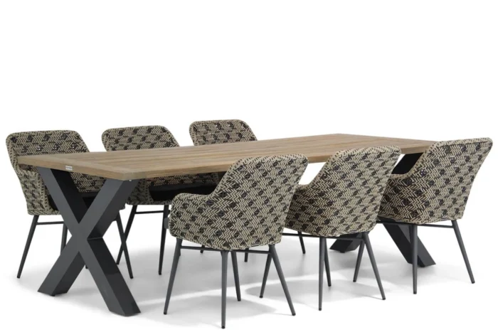 Lifestyle Garden Furniture Crossway/Cardiff 240 cm dining tuinset 7-delig - Zwart-wit