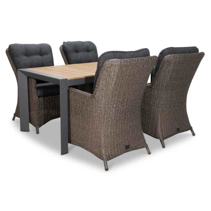 LUX outdoor living Cortona/Madrid dining tuinset | 4 personen | 160cm – Antraciet