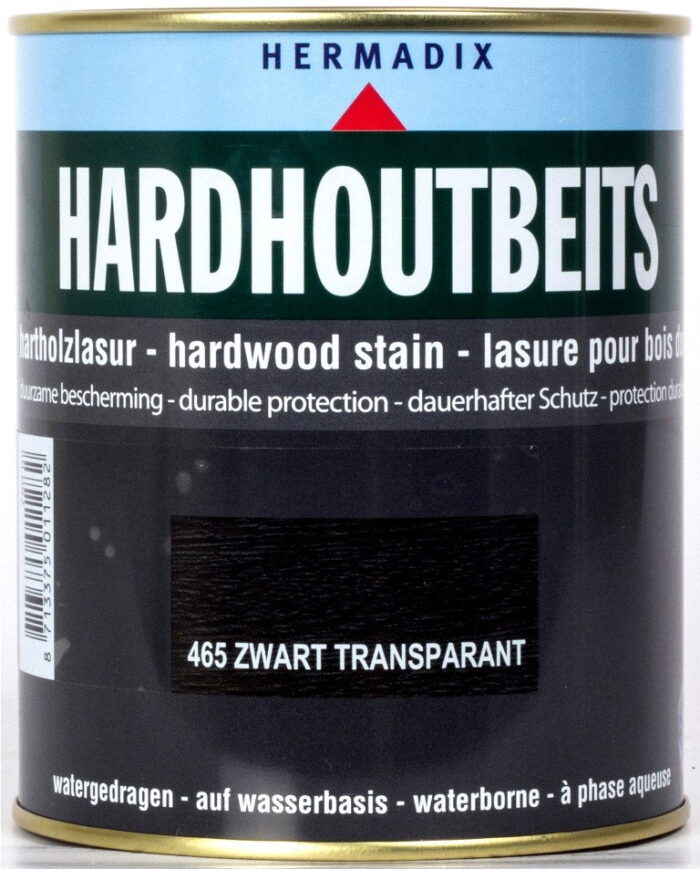 Hermadix Hardhoutbeits 465 zwart transparant 750 ml