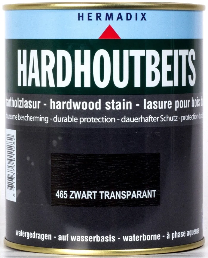 Hermadix Hardhoutbeits 465 zwart transparant 750 ml