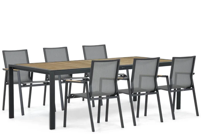 Lifestyle Garden Furniture Fiora/Valence 240 cm dining tuinset 5-delig - Grijs-antraciet