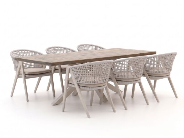 Manifesto Furniture Valsecca/Montorio 220cm dining tuinset 7-delig – Bruin