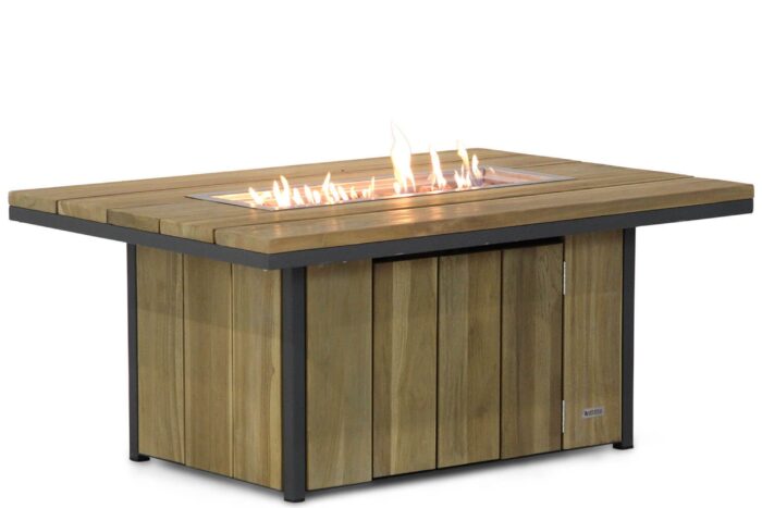 Lifestyle Garden Furniture Seaside lounge vuurtafel 120 x 80 cm antraciet – Old teak greywash