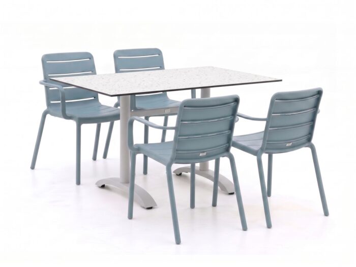 Forza Furniture Forza Narni/Lisio 120cm dining tuinset 5-delig stapelbaar Laagste prijsgarantie! – Bruin