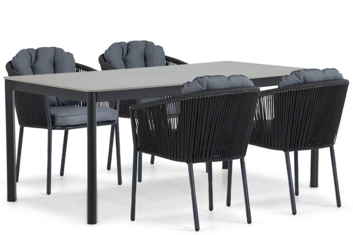 Santika Furniture Novita/Como 180 cm dining tuinset 5-delig – Grijs-antraciet