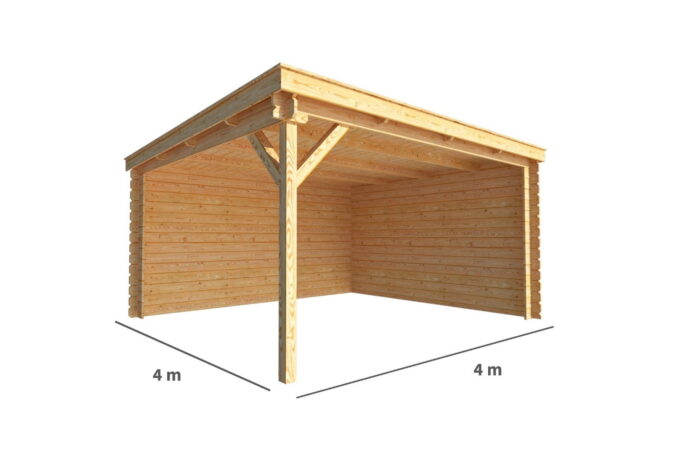Warentuin collection Overkapping Els-Emilia 400 cm bij 400 cm diep lessenaarsdak – bruin