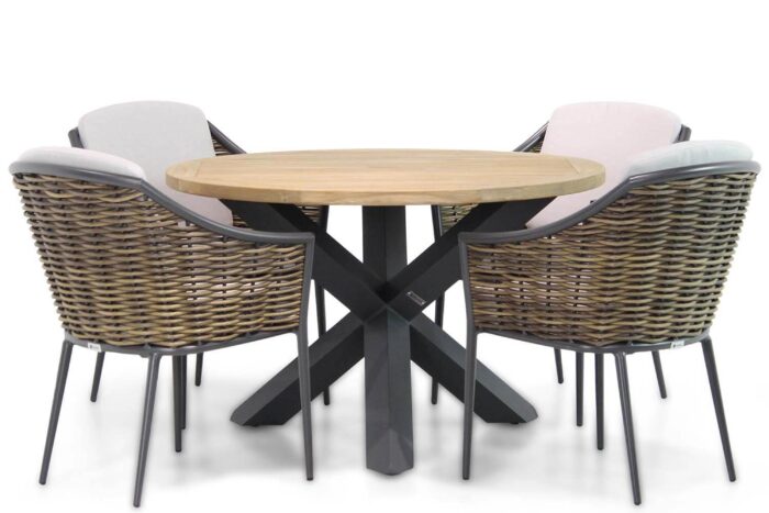 Coco Olivine/Rockville 120 cm dining tuinset 5-delig – Taupe-naturel-bruin