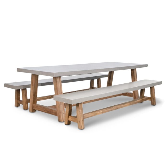 BUITEN living Veltis picknick dining tuinset | 6 personen | betonlook | 250cm