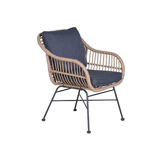 Garden impressions Margriet dining fauteuil stoel natural rotan/reflex black – zwart