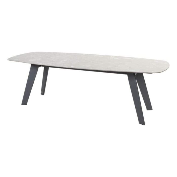 4so Montana Tafelframe Antracite Met Montana Tafelblad Ceramic Terrazzo 240x103x74 cm – grijs