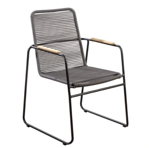 Yoi Wasabi stackable dining stoel aluminium black rope dark grey – zwart
